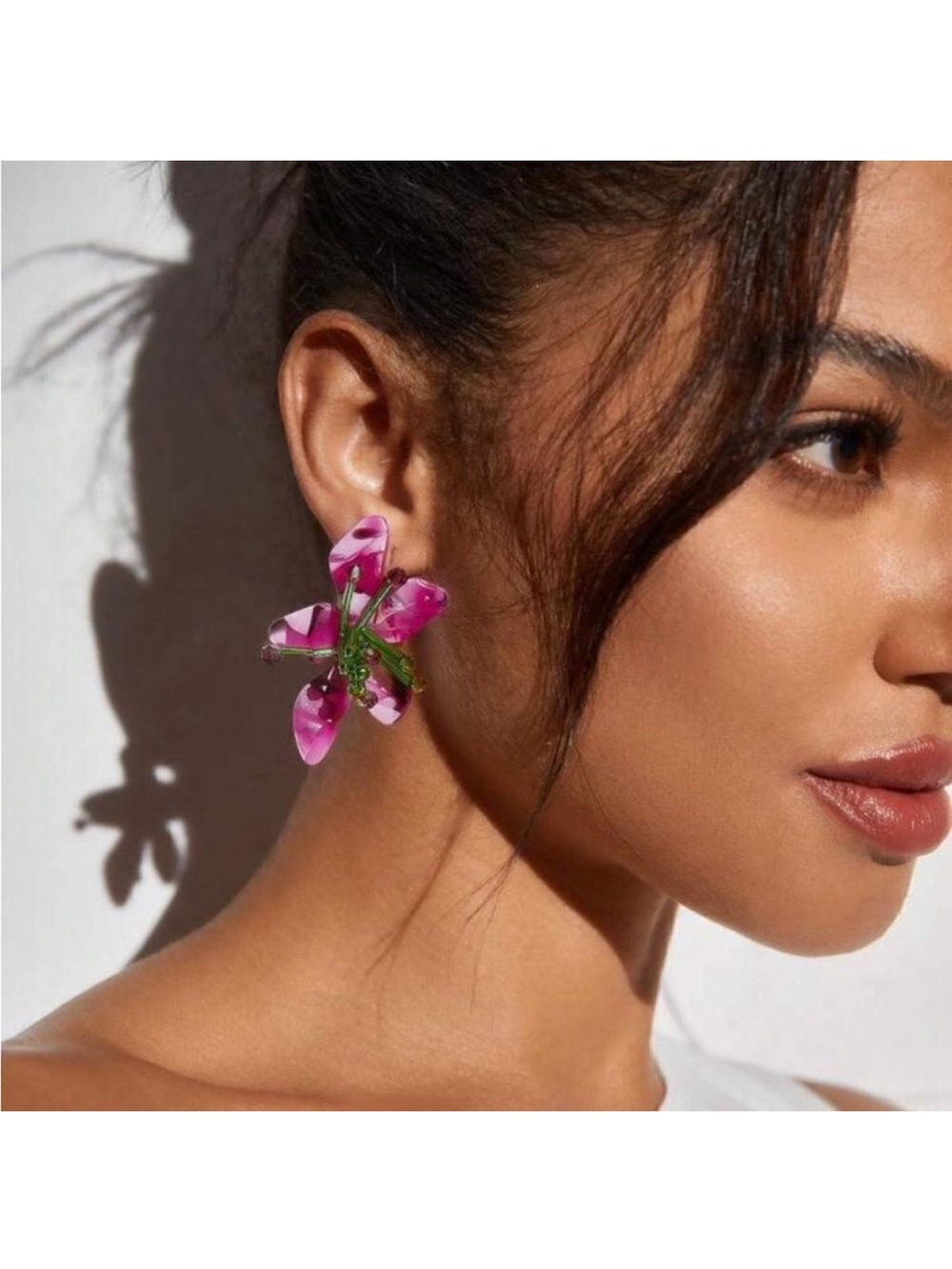 Pink Floral Statement Earrings A87